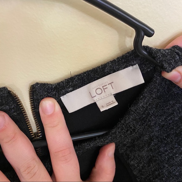 Loft Black A Line Dress with Sweater Sleeves - Picture 2 of 3